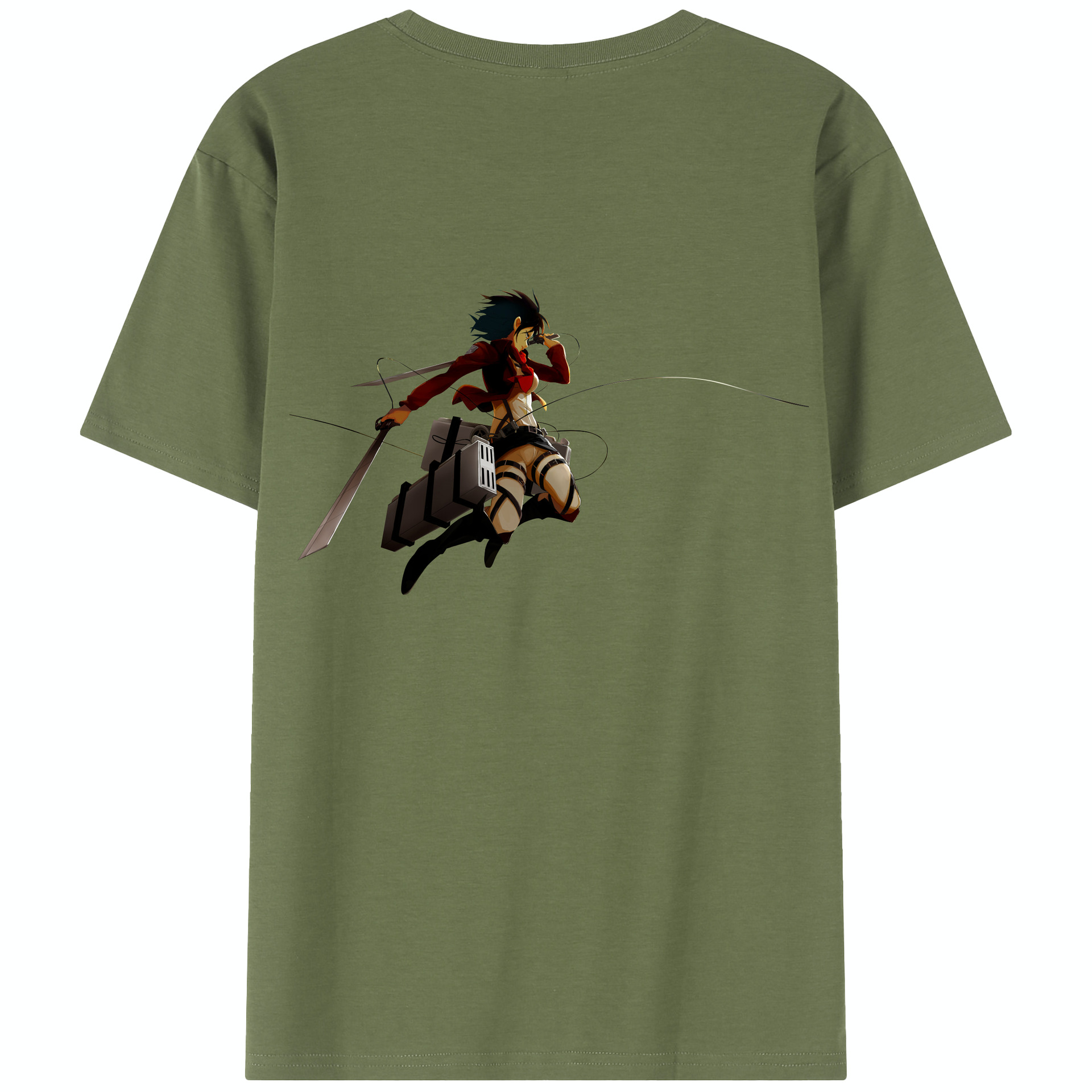 （画像用） 進撃の巨人 ミカサ·アッカーマン Attack on Titan Mikasa Ackerman 綿100％半袖Tシャツ（背面プリント）